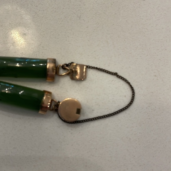 Genuine antique jade bracelet. From Vietnam and over 50 years old. 14ksolid gold - Picture 4 of 6